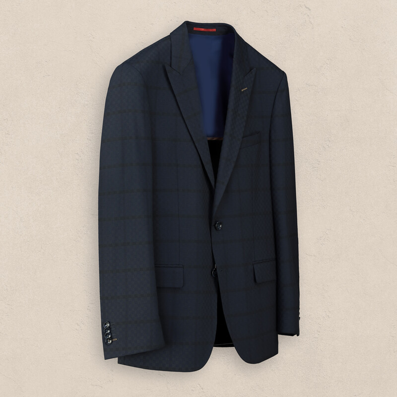 Amara Slim Fit Kareli Koyu Lacivert Ceket - INTERVIEW