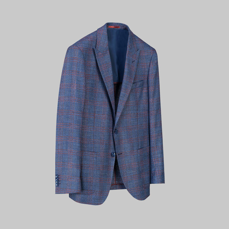 Amara Slim Fit Kareli Lacivert Ceket - 2