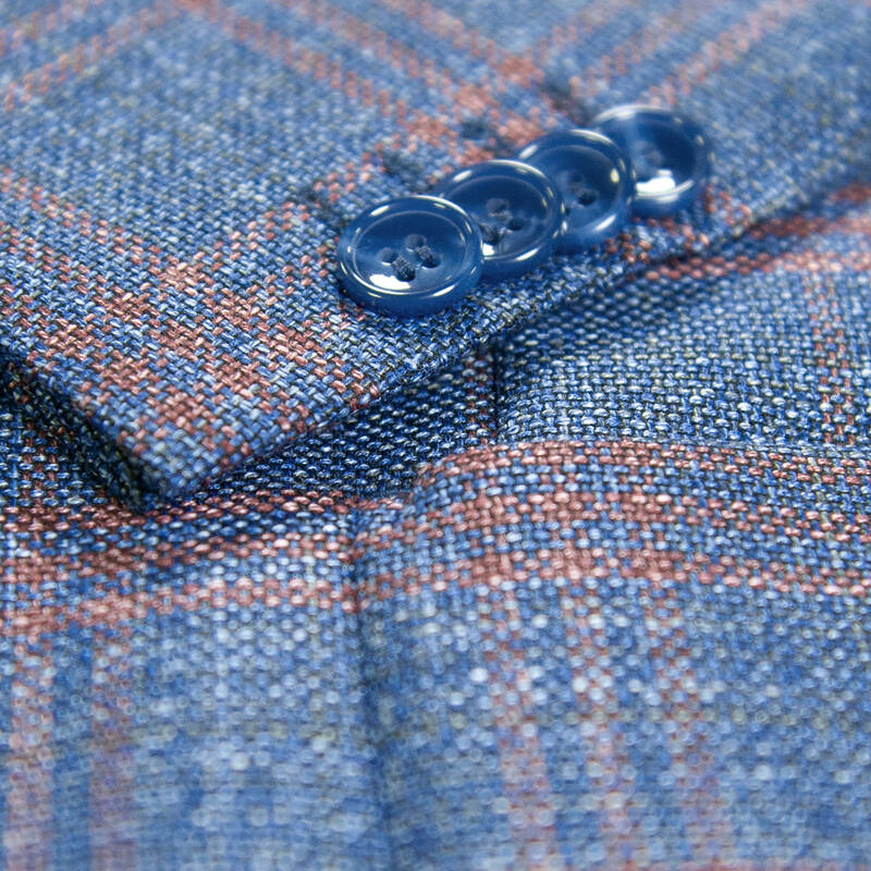 Amara Slim Fit Kareli Lacivert Ceket - 4