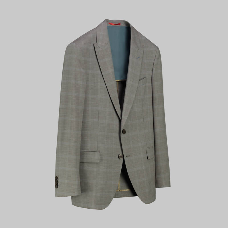 Amara Slim Fit Koyu Bej Kareli Yelekli Takım - 2