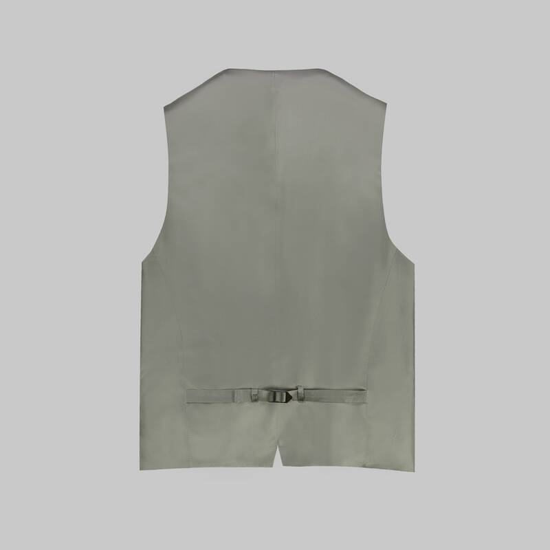 Amara Slim Fit Koyu Bej Kareli Yelekli Takım - 5