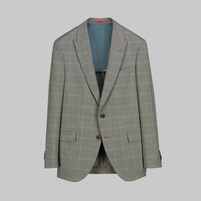 Amara Slim Fit Koyu Bej Kareli Yelekli Takım - 1