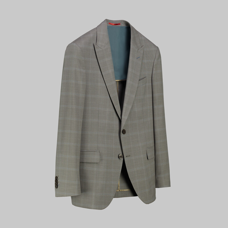 Amara Slim Fit Koyu Bej Kareli Yelekli Takım - INTERVIEW