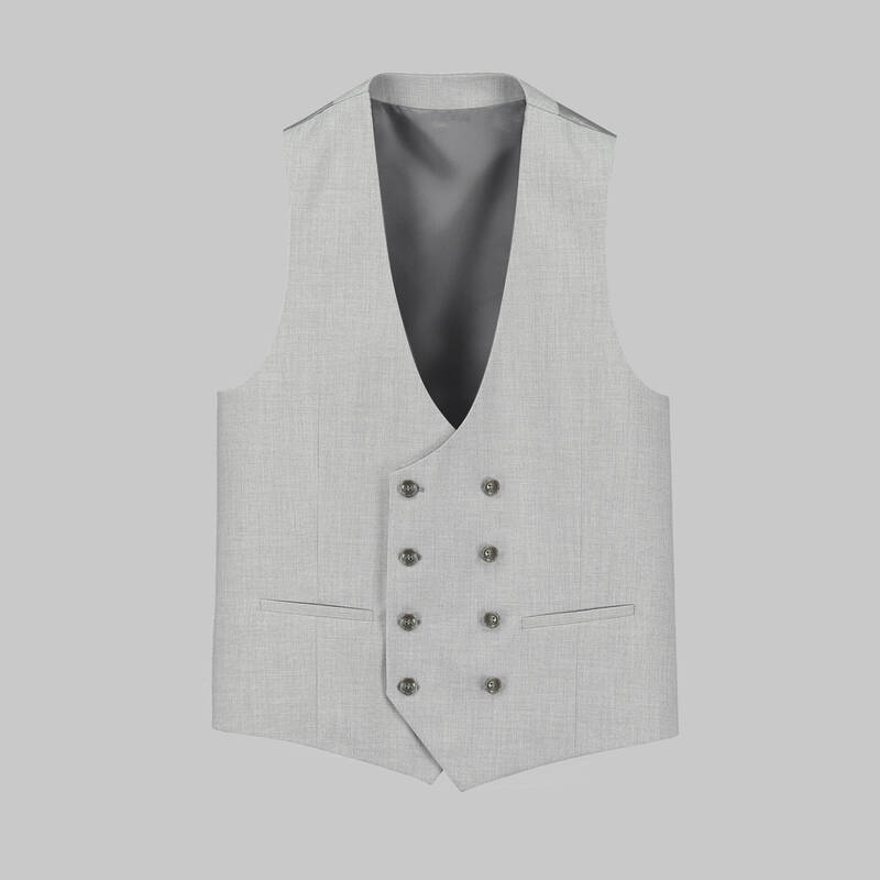 Amara Nasa Resta Slim Fit Açık Gri Yelekli Takım Elbise - 4
