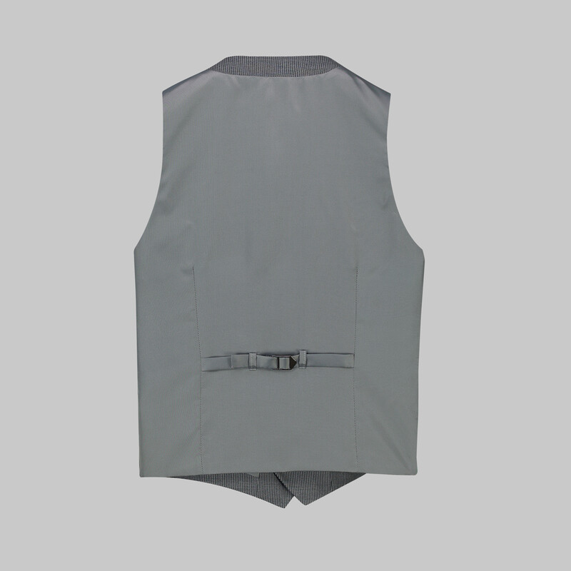 Amara Nasa Resta Slim Fit Yelekli Çizgili Gri Takım - INTERVIEW