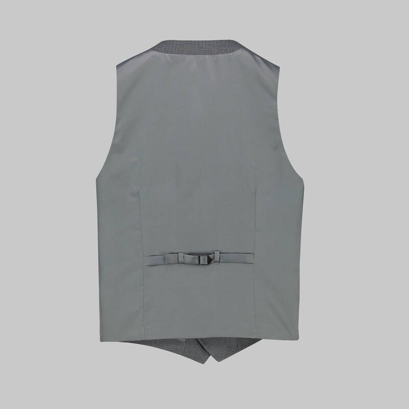 Amara Nasa Resta Slim Fit Yelekli Çizgili Gri Takım - 5