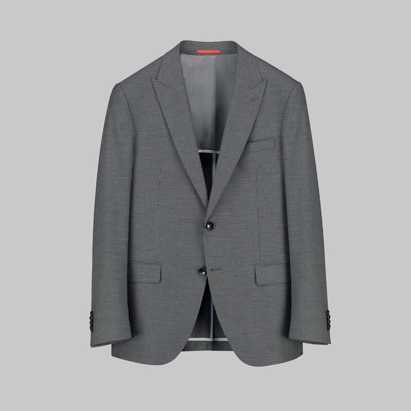 Amara Nasa Resta Slim Fit Yelekli Çizgili Gri Takım - INTERVIEW