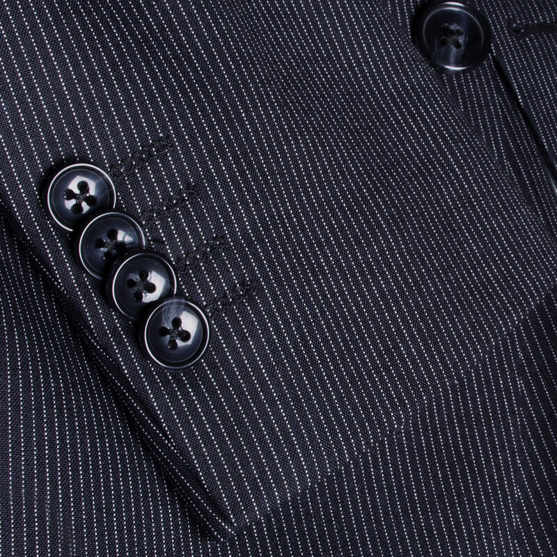 Amara Nasa Resta Slim Fit Yelekli Çizgili Koyu Lacivert Takım - 9