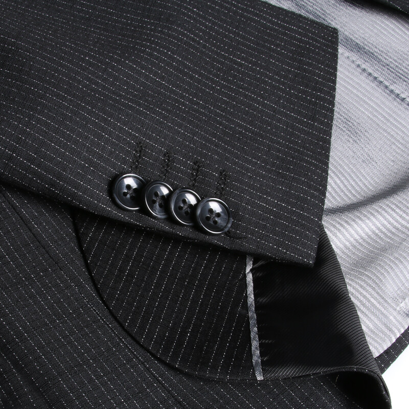 Amara Nasa Resta Slim Fit Yelekli Çizgili Siyah Takım - INTERVIEW