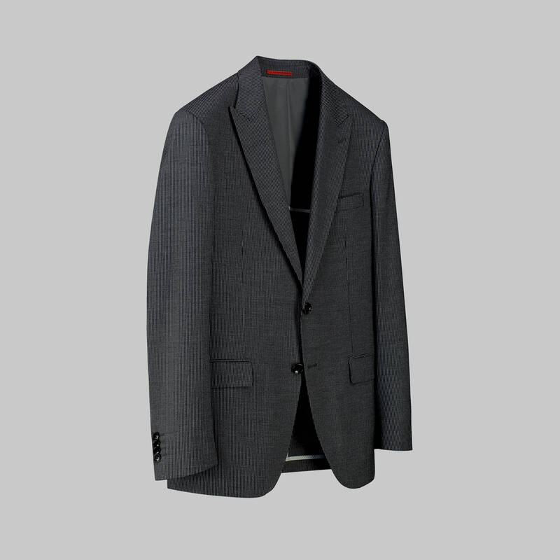 Amara Nasa Resta Slim Fit Yelekli Çizgili Siyah Takım - 2