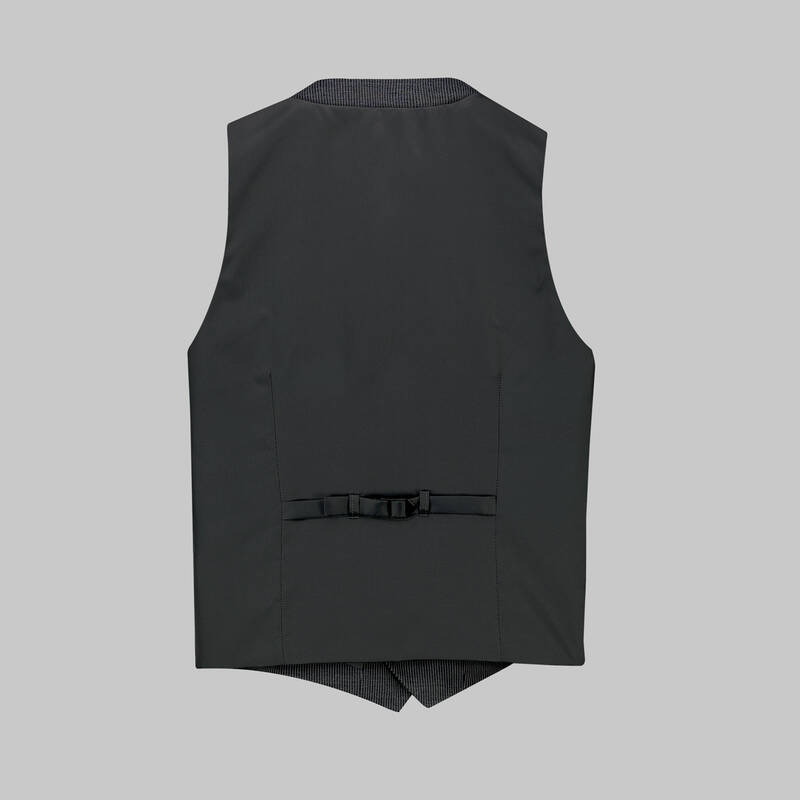 Amara Nasa Resta Slim Fit Yelekli Çizgili Siyah Takım - 5