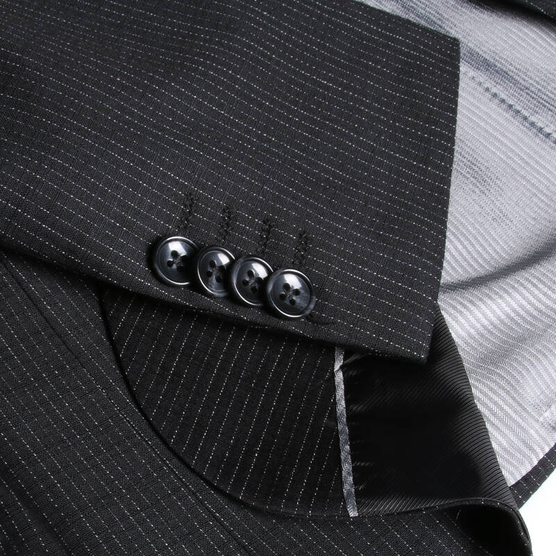 Amara Nasa Resta Slim Fit Yelekli Çizgili Siyah Takım - 9