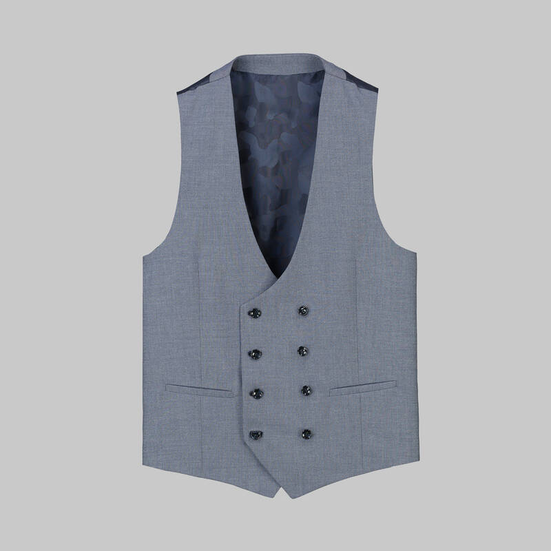 Amara Nasa Resta Slim Fit Koyu Mavi Yelekli Takım Elbise - 4