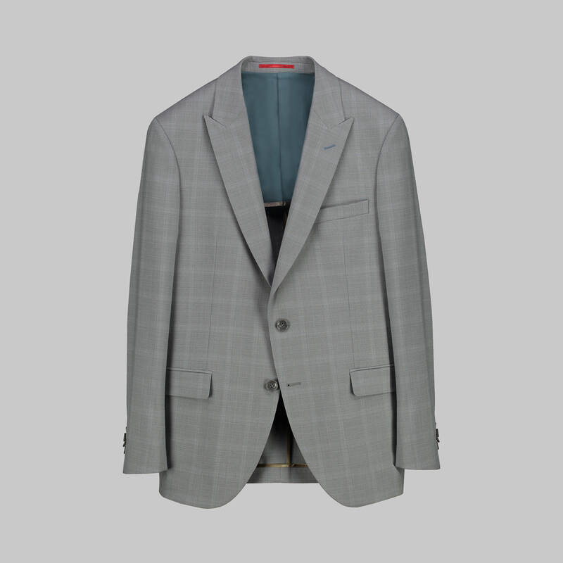 Amara Slim Fit Açık Gri Kareli Yelekli Takım - 2