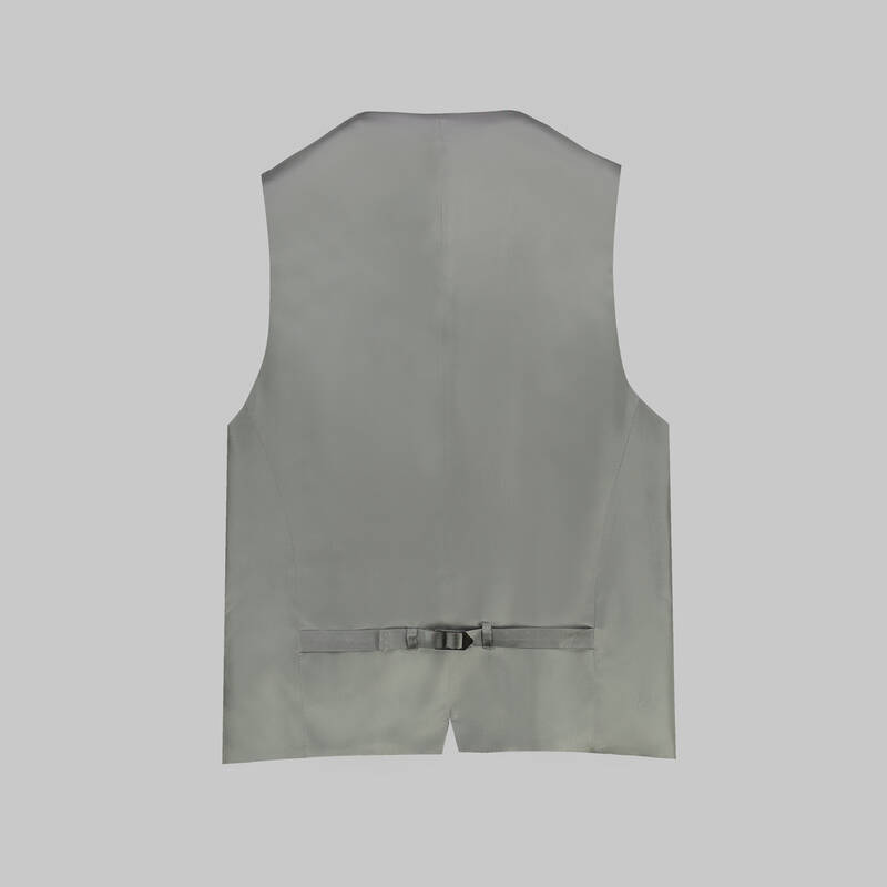 Amara Slim Fit Açık Gri Kareli Yelekli Takım - 6