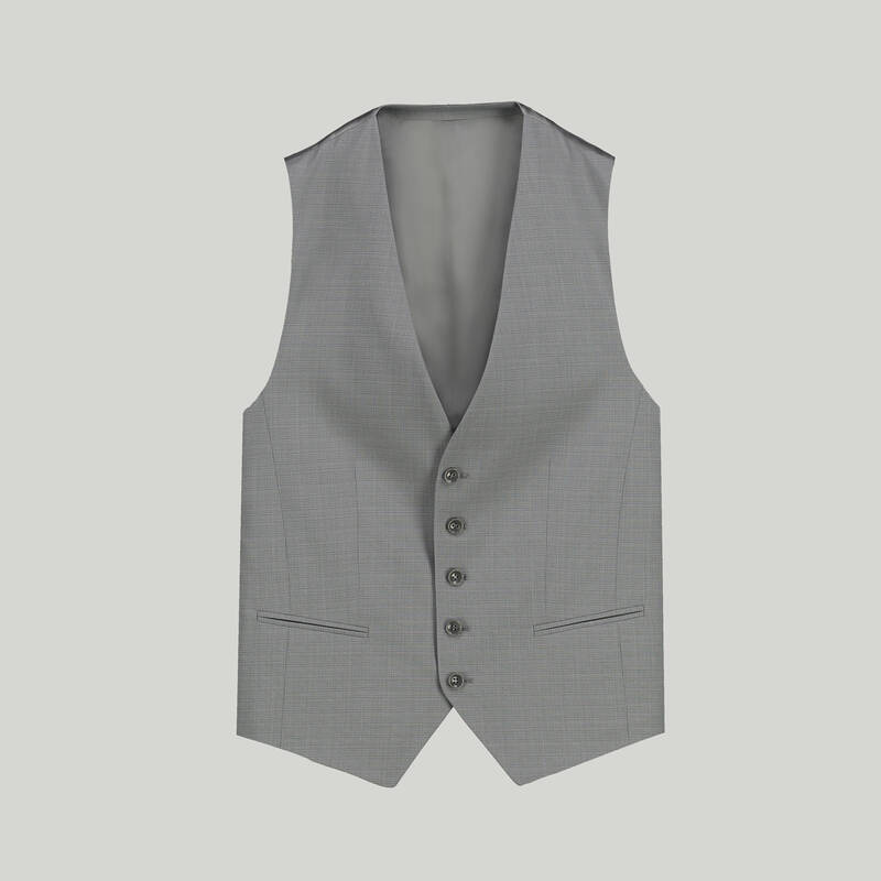 Amara Slim Fit Açık Gri Kareli Yelekli Takım - 5
