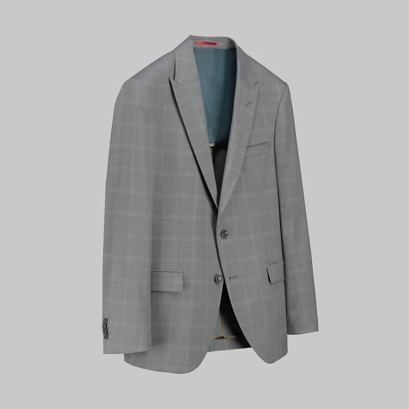 Amara Slim Fit Açık Gri Kareli Yelekli Takım - 3