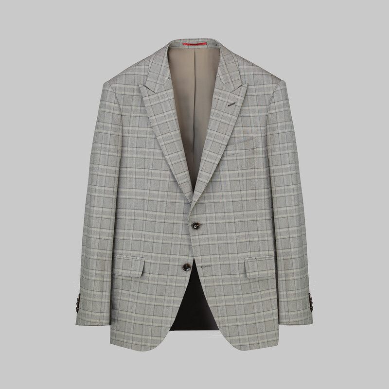 Amara Resta Slim Fit Kareli Açık Kahverengi Takım 