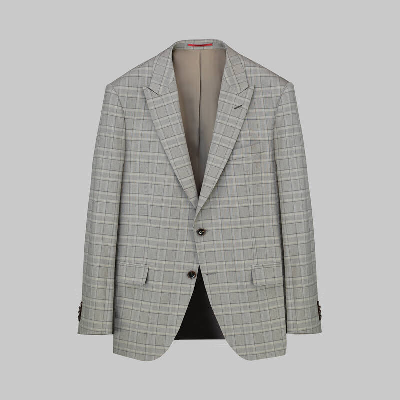 Amara Resta Slim Fit Kareli Açık Kahverengi Takım - 1