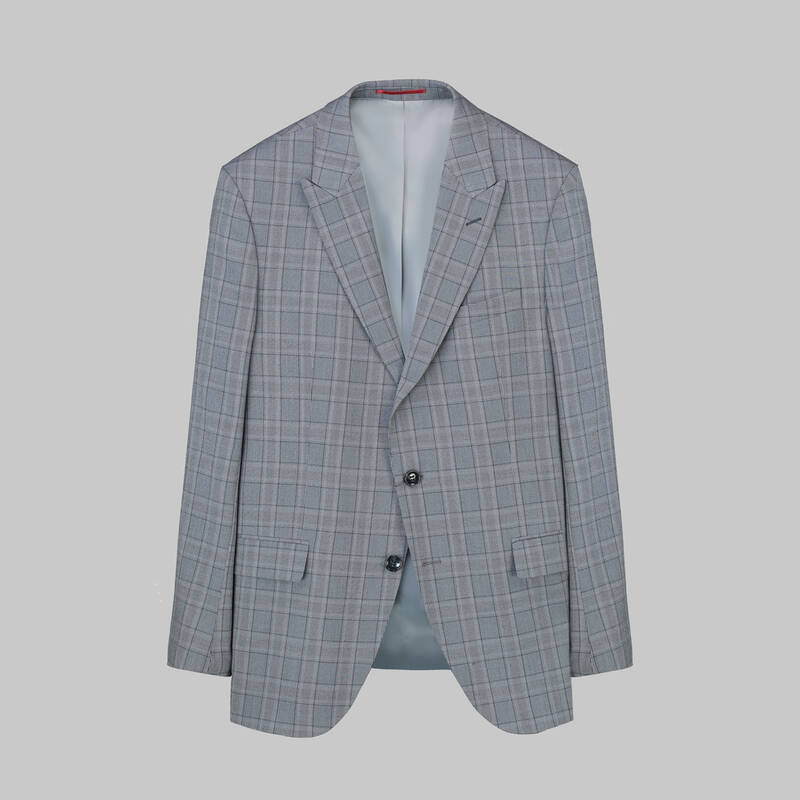 Amara Resta Slim Fit Kareli Gri Takım - 1