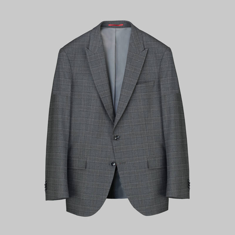 Amara Resta Slim Fit Kareli Koyu Gri Takım - 1