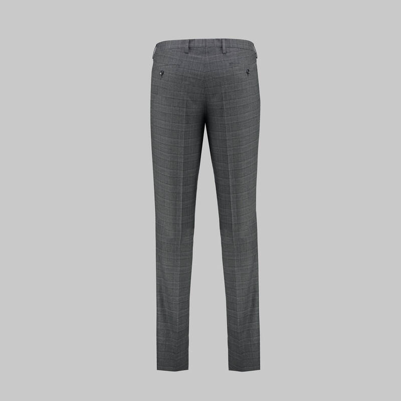 Amara Resta Slim Fit Kareli Koyu Gri Takım - 5