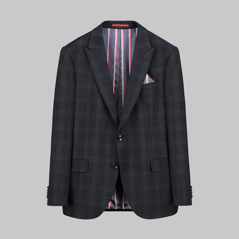 Amara Resta Slim Fit Kareli Koyu Lacivert Takım - 1