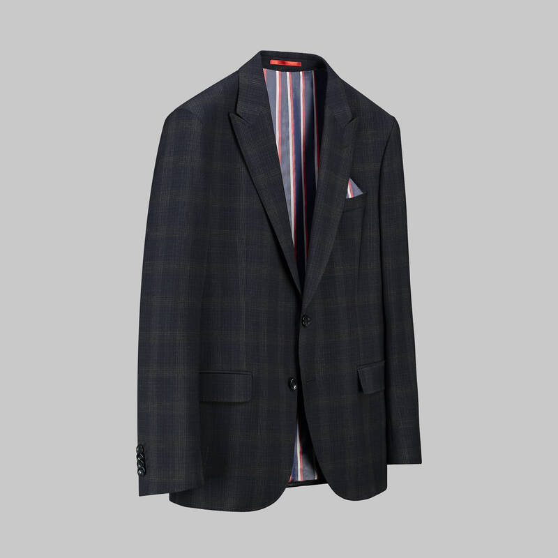 Amara Resta Slim Fit Kareli Koyu Lacivert Takım - 2