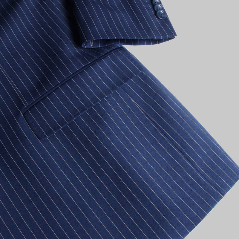 Amara Resta Slim Fit Çizgili Lacivert Takım Elbise - 4