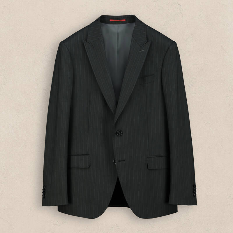 Amara Resta Slim Fit Çizgili Antrasit Erkek Takım Elbise - 1