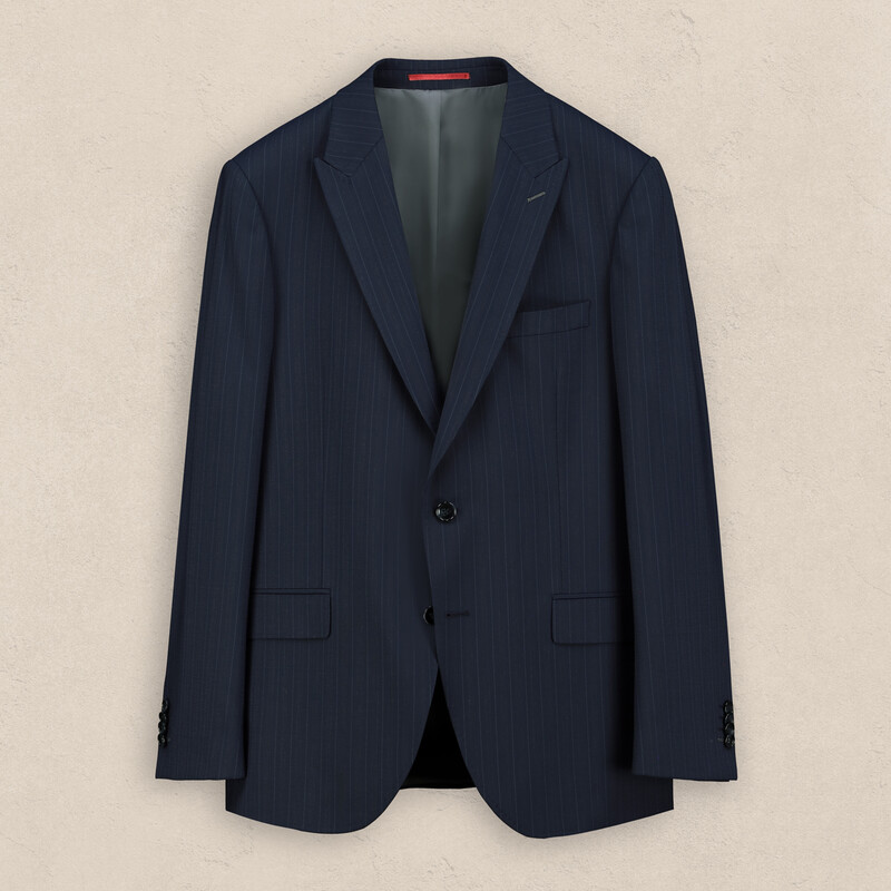 Amara Resta Slim Fit Çizgili Açık Lacivert Erkek Takım Elbise 