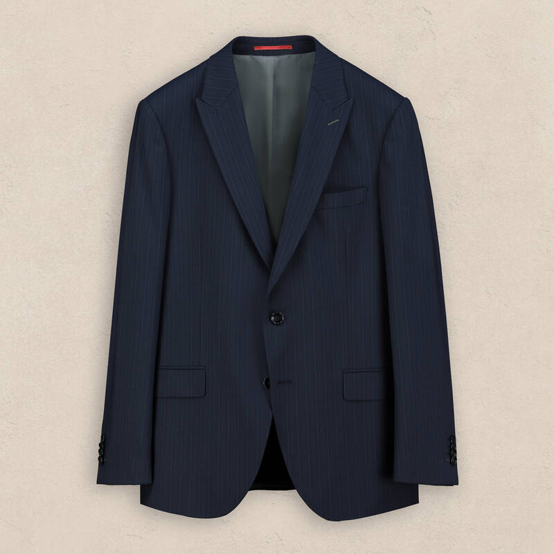 Amara Resta Slim Fit Çizgili Açık Lacivert Erkek Takım Elbise - 1