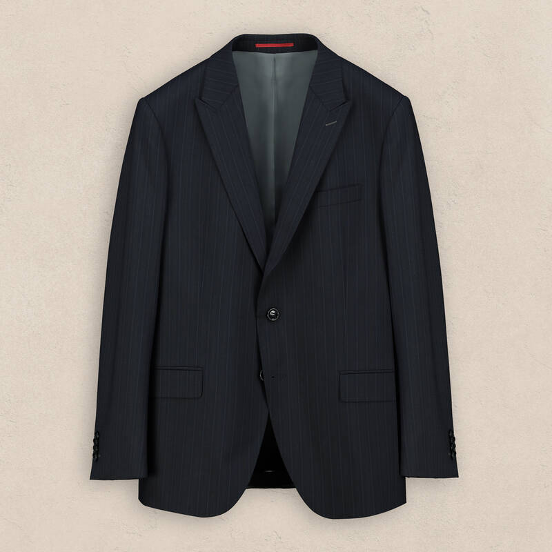 Amara Resta Slim Fit Çizgili Lacivert Erkek Takım Elbise - 1