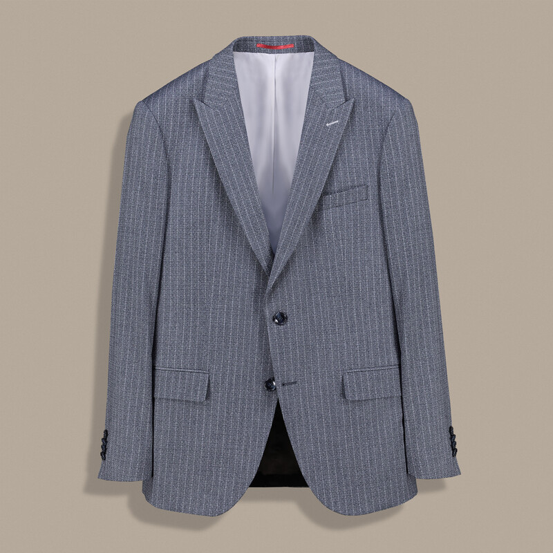 Amara Resta Slim Fit Çizgili Koyu Lacivert Takım - INTERVIEW