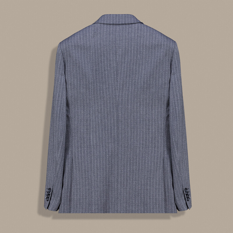 Amara Resta Slim Fit Çizgili Koyu Lacivert Takım - INTERVIEW