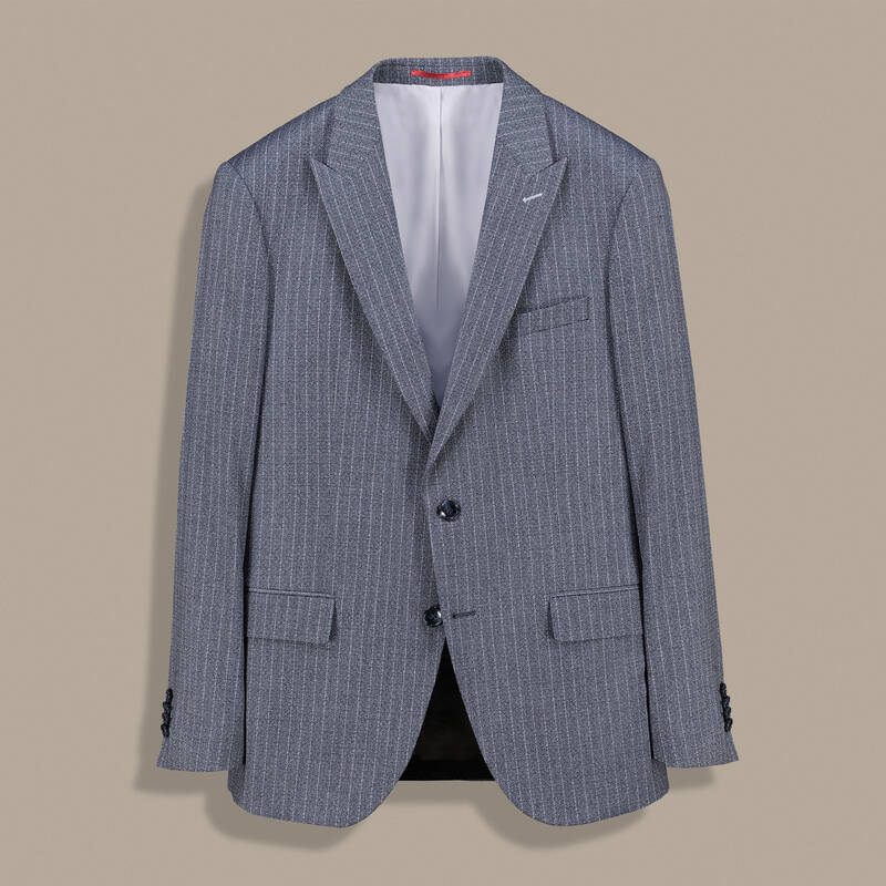 Amara Resta Slim Fit Çizgili Koyu Lacivert Takım - 2