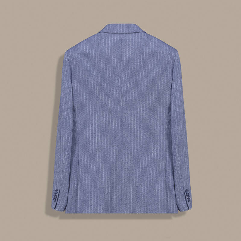 Amara Resta Slim Fit Çizgili Açık Lacivert Takım - 3