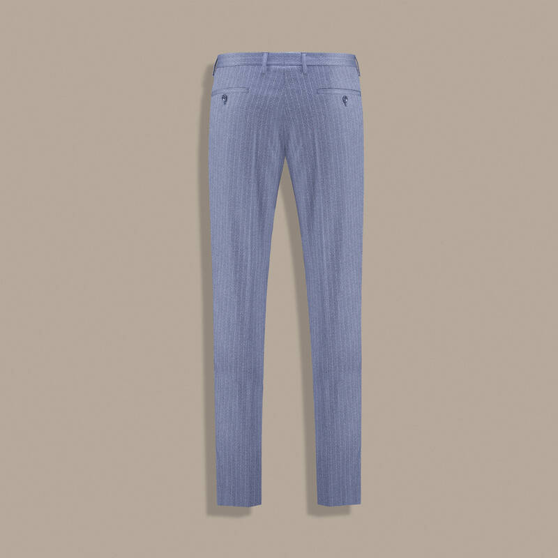 Amara Resta Slim Fit Çizgili Açık Lacivert Takım - 4