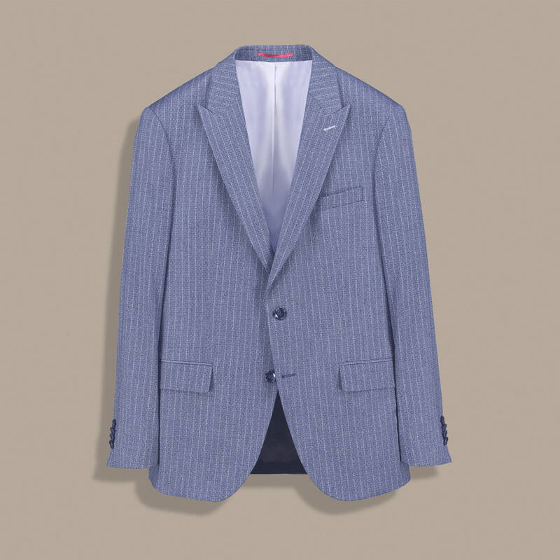 Amara Resta Slim Fit Çizgili Açık Lacivert Takım - 2