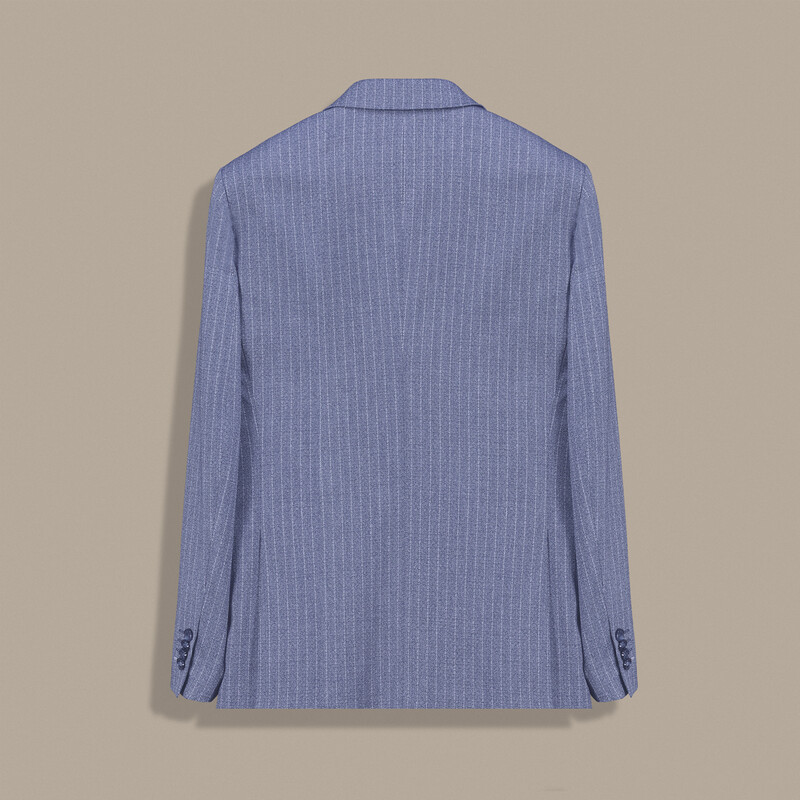 Amara Resta Slim Fit Çizgili Açık Lacivert Takım - INTERVIEW