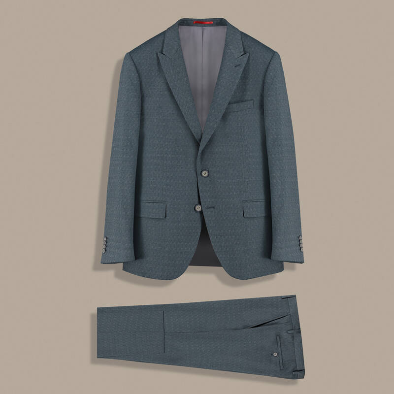 Amara Resta Slim Fit Desenli Yeşil Takım Elbise - 1