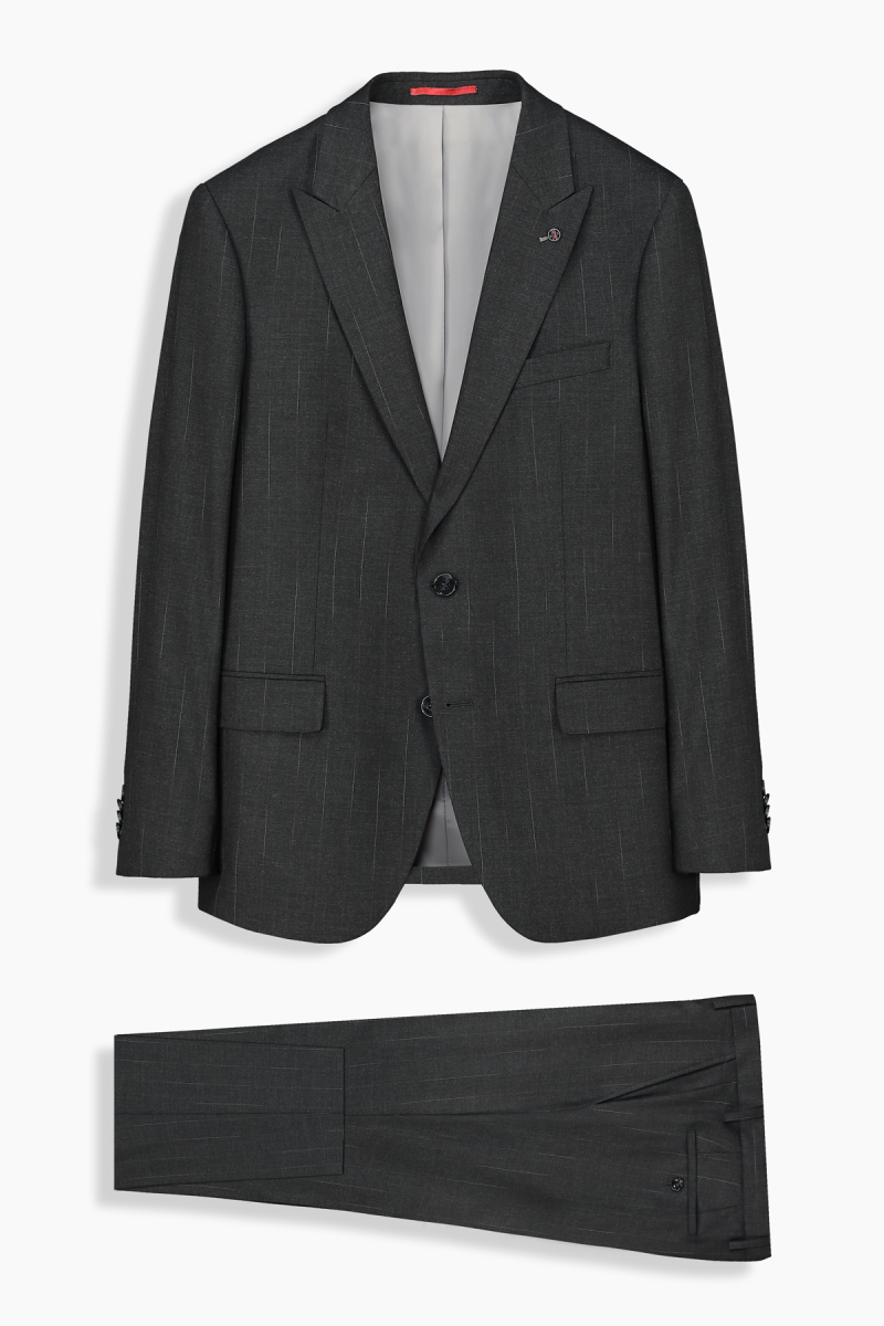 Amara Resta Relax Fit Çizgili Antrasit Takım Elbise - 1