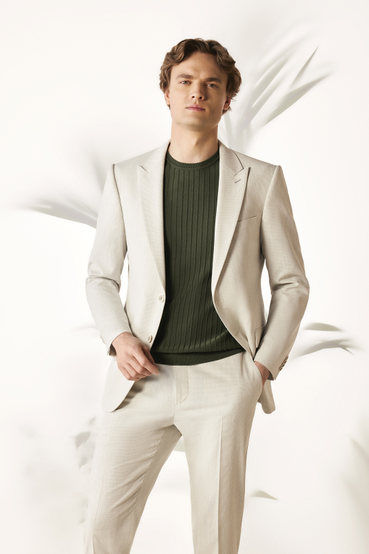 Amara Siduri Slim Fit Taş Rengi Takım Elbise 