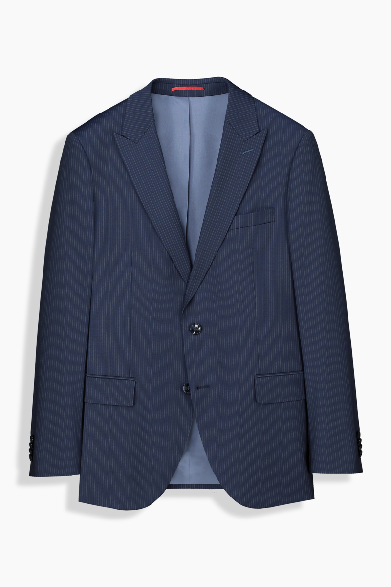 Amara Slim Fit Çizgili Lacivert Takım Elbise - 2