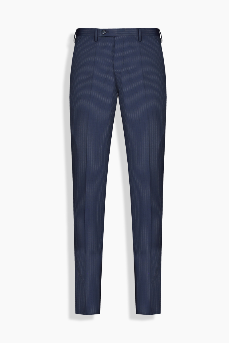 Amara Slim Fit Çizgili Lacivert Takım Elbise - 4