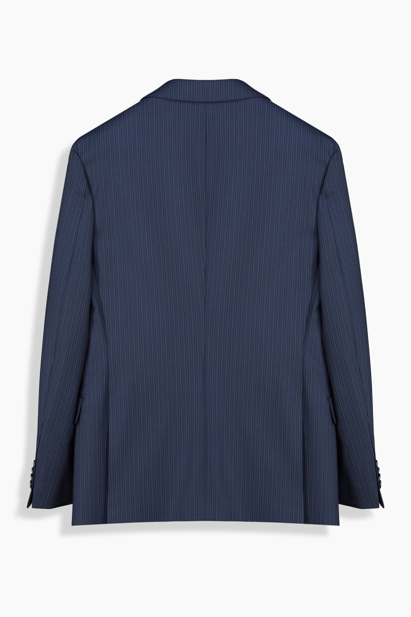 Amara Slim Fit Çizgili Lacivert Takım Elbise - 3