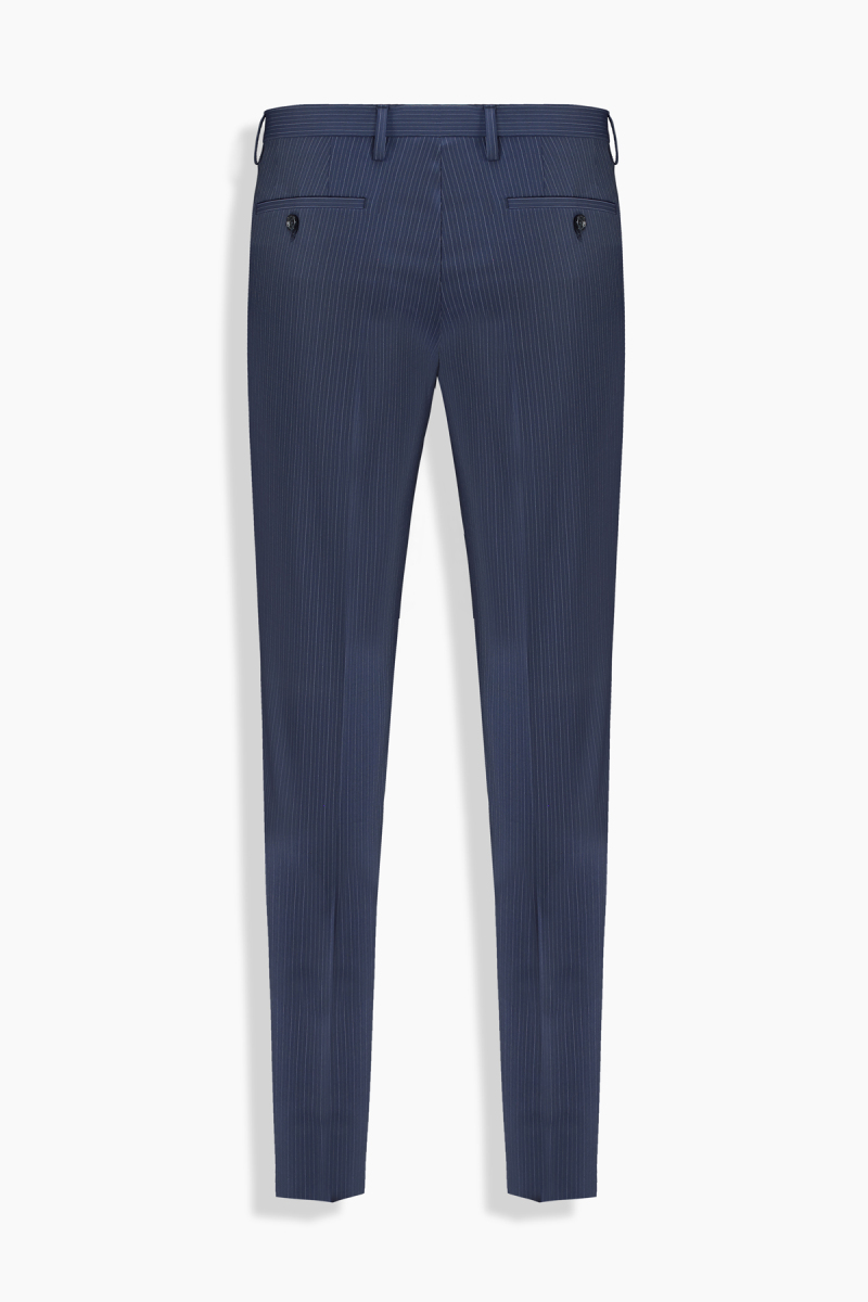 Amara Slim Fit Çizgili Lacivert Takım Elbise - 5