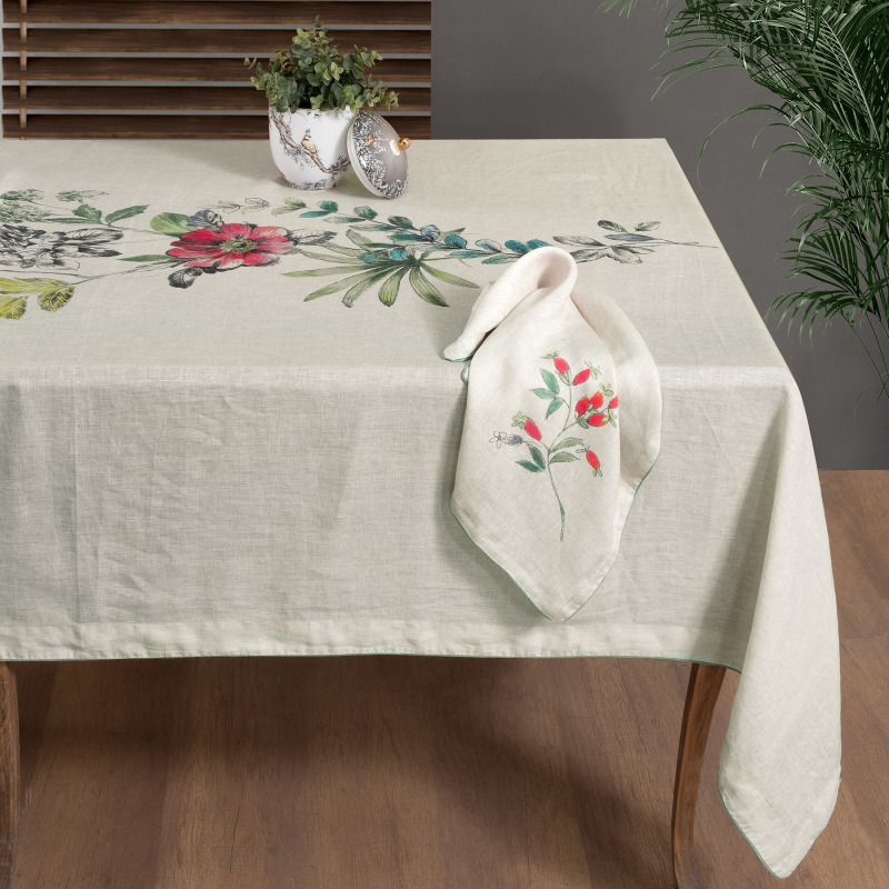 Amore Keten 170x240 Masa Örtüsü Bej 