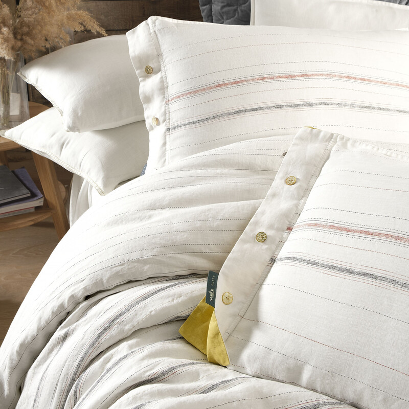 Ares Keten King Size Beyaz Nevresim Takımı - SAREV