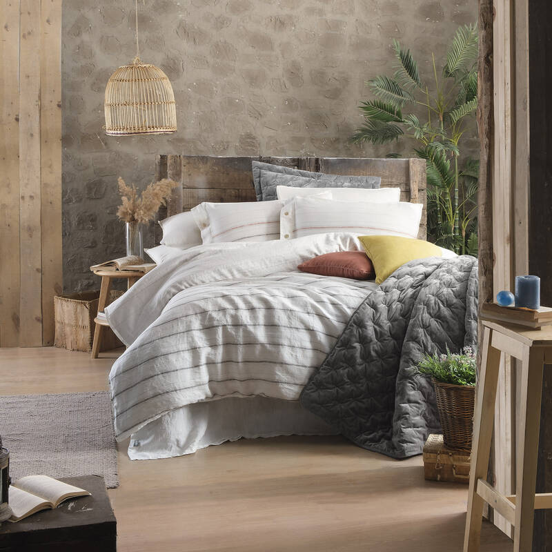 Ares Keten King Size Beyaz Nevresim Takımı - 2